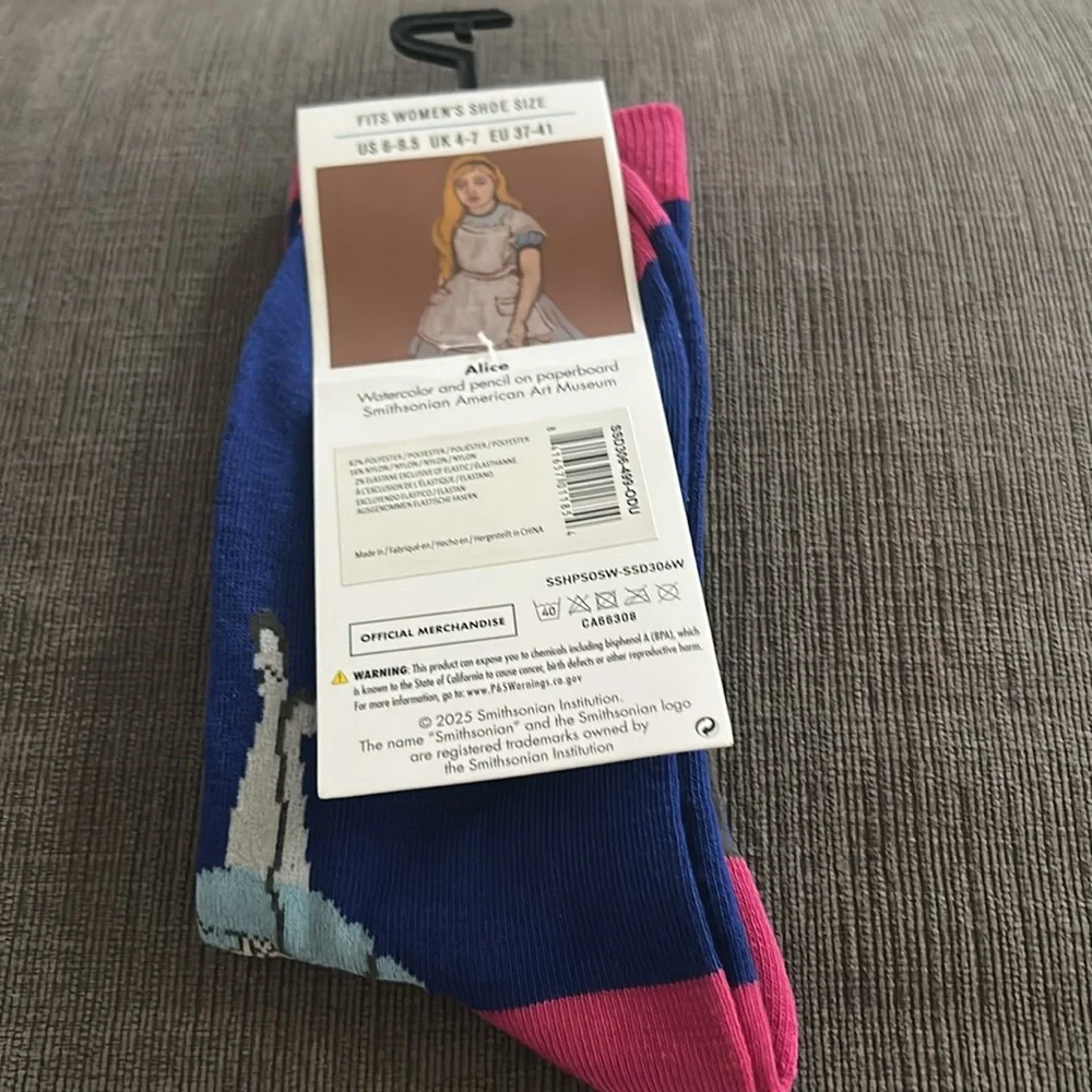 Smithsonian Alice Watercolor Womens Socks OS